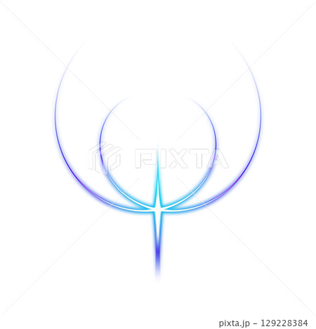透明背景の抽象的な青色の光のアーチ形 129228384