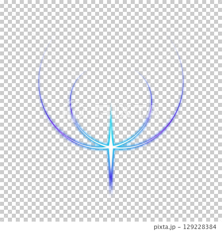透明背景の抽象的な青色の光のアーチ形 129228384