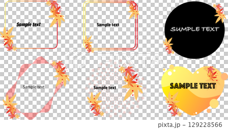 Autumn leaves frame and title design set Autumn leaves frame and title design set 129228566