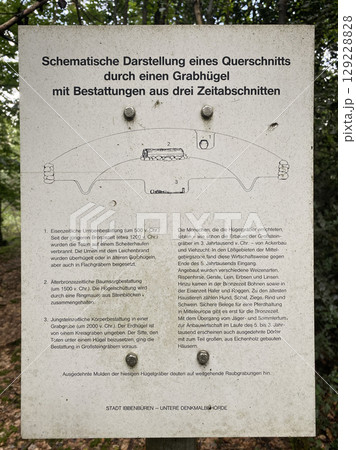 A sign explaining burial methods in an ancient burial mound. Germany 129228828
