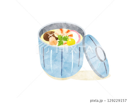 茶碗蒸しのイラスト 水彩風加工バージョン 茶碗蒸しのイラスト 水彩風加工バージョン 129229157