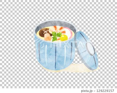 茶碗蒸しのイラスト 水彩風加工バージョン 茶碗蒸しのイラスト 水彩風加工バージョン 129229157