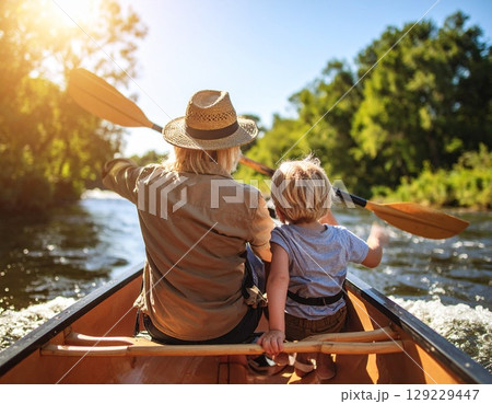 カヌーで川下り!楽しい夏休み カヌーで川下り!楽しい夏休み 129229447