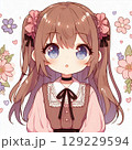 花に囲まれた可愛い少女 129229594