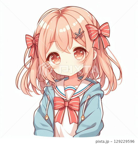 リボン好きの可愛い女の子 129229596