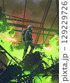 Armored Warrior in Green Flames 129229726