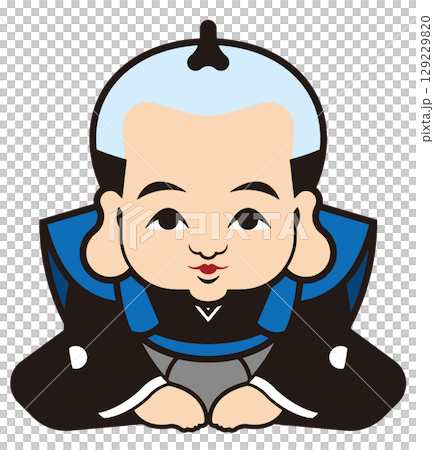 福助娃娃身著正式和服端坐的插圖 129229820