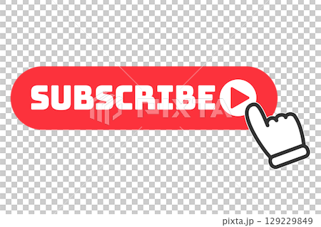 簡單的紅色訂閱按鈕和點擊手指 129229849
