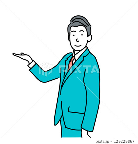 イラスト素材: 案内するスーツ姿の男性|ビジネスベクター イラスト素材: 案内するスーツ姿の男性|ビジネスベクター 129229867