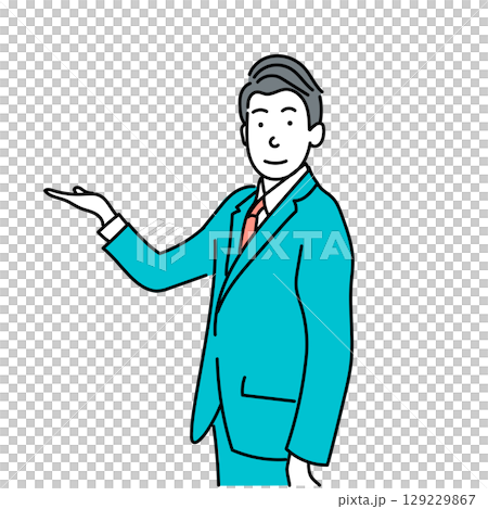Stock Illustration: A man in a suit guiding | Business Vector 129229867
