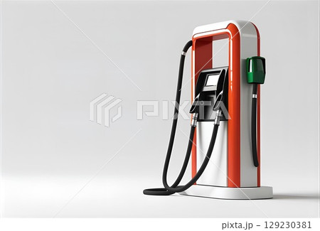 白背景にガソリンスタンドの給油機の3dデザイン 129230381
