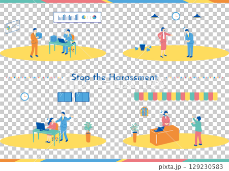 ハラスメント場面のイラスト素材集 129230583