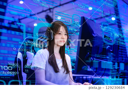 デジタル空間で戦う女子大生ゲーマー  デジタル空間で戦う女子大生ゲーマー 129230684