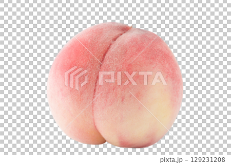 透明背景（png）に1個の桃（あかつき） 129231208