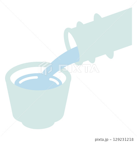 日本酒をぐいのみに注ぐイラスト2 129231218