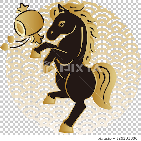 2026年新年 馬 馬年 手繪日本畫 浮世繪 新年 日式 現代 新年賀卡 插圖 2026年新年 馬 馬年 手繪日本畫 浮世繪 新年 日式 現代 新年賀卡 插圖 129231880