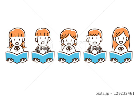 男女混成コーラスのイラスト 129232461