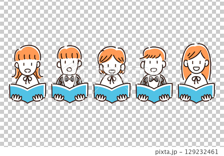 男女混成コーラスのイラスト 129232461