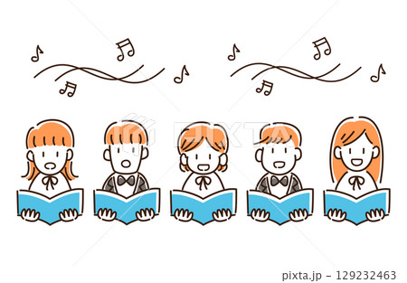 男女混成コーラスのイラスト 129232463