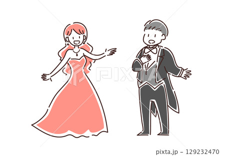 歌をうたう男女のベクターイラスト 129232470