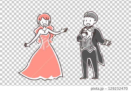 歌をうたう男女のベクターイラスト 129232470