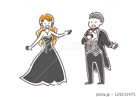 歌をうたう男女のベクターイラスト 129232471