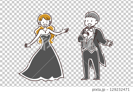 歌をうたう男女のベクターイラスト 129232471