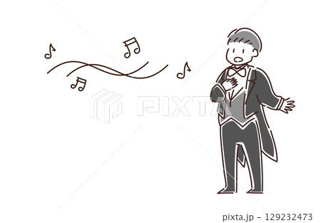 歌をうたう男性のベクターイラスト 129232473