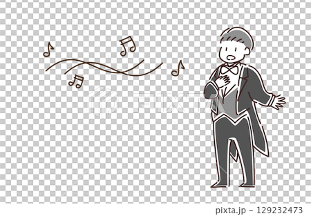 歌をうたう男性のベクターイラスト 129232473