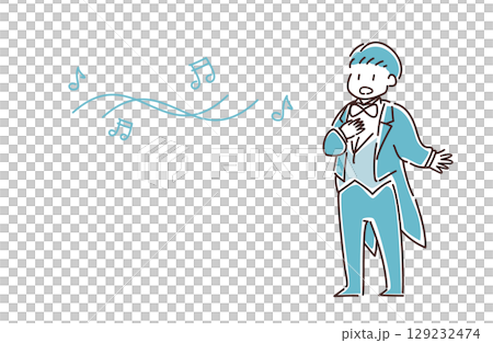 歌をうたう男性のベクターイラスト 129232474