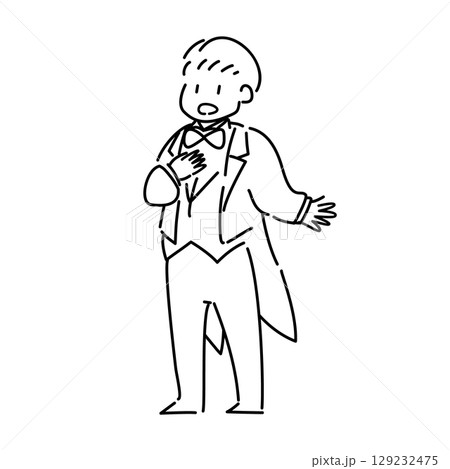 歌をうたう男性のベクターイラスト 129232475