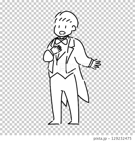 歌をうたう男性のベクターイラスト 129232475