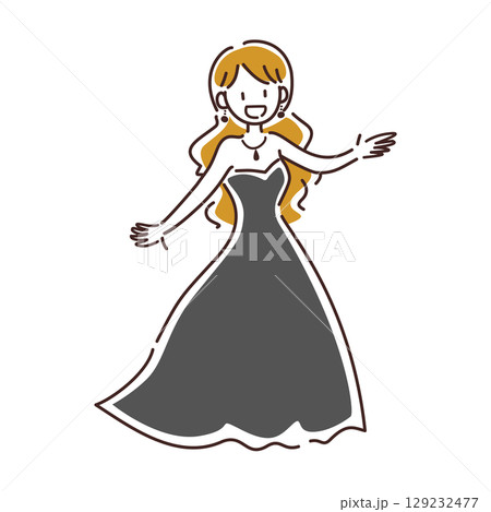 歌をうたう女性のベクターイラスト 129232477