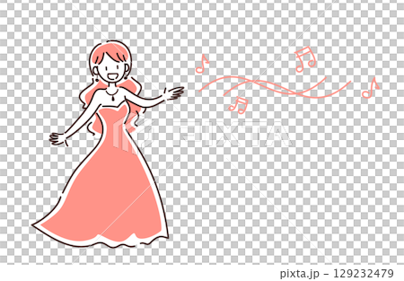 向量圖的一位婦女在唱歌 129232479