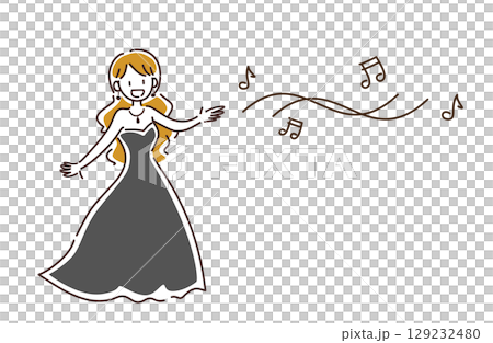 歌をうたう女性のベクターイラスト 129232480