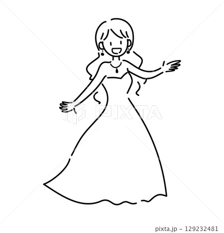 歌をうたう女性のベクターイラスト 129232481