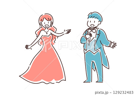歌をうたう男女のベクターイラスト 129232483
