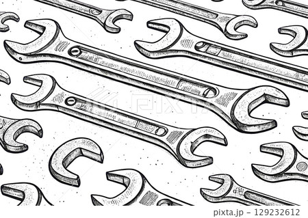 Metal work.Wrenches for repair,fixing on white 129232612