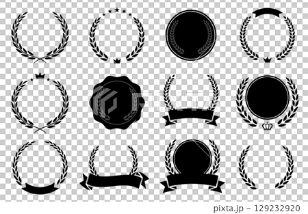 排名、週年紀念桂冠、桂冠獎章、框架向量插圖集 129232920