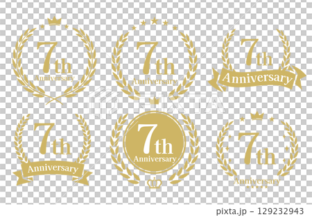 七週年紀念日，週年紀念日標誌向量插圖集 129232943