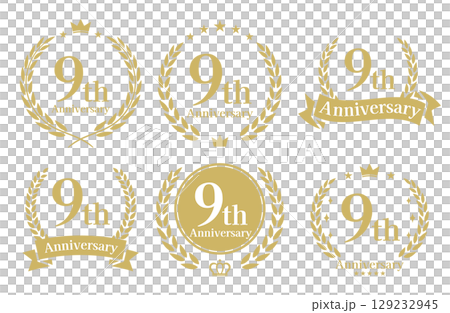 9th anniversary, anniversary logo vector illustration set 129232945