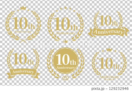 10th anniversary, anniversary logo vector illustration set 129232946