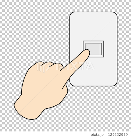 スイッチを押す左手のイラスト素材 スイッチを押す左手のイラスト素材 129232959