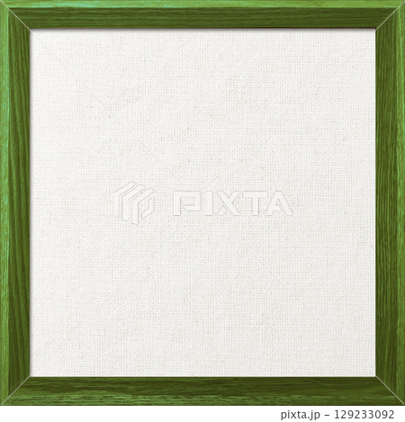 木製フレームの抹茶色の木枠のある白い綿麻キャンバス地ボードの正方形の背景画像 129233092