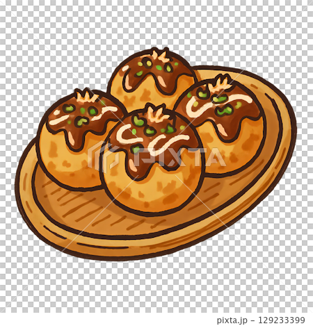 A cute cut-out illustration of takoyaki 129233399