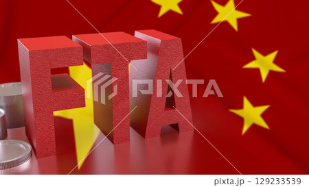 The FTA and coins on chain flag for Business concept 3d Rendering. 129233539