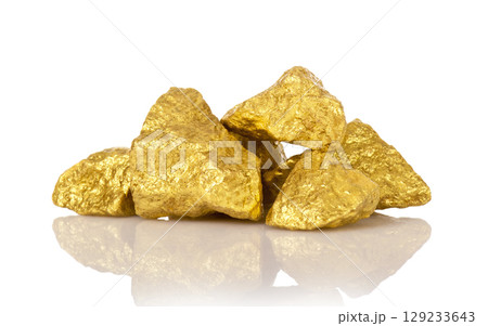 Gold nuggets are cash investments, treasures and deposits in saving capital. 129233643