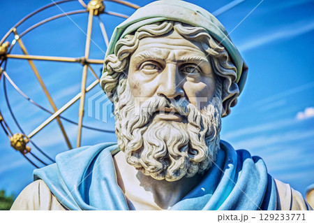 Bust of the wise intelligent Archimedes.Mathematical genius 129233771
