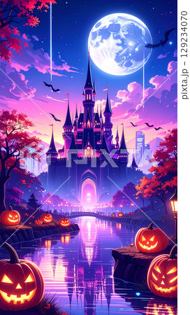 ハロウィン　かぼちゃ　生成AI　背景 129234070