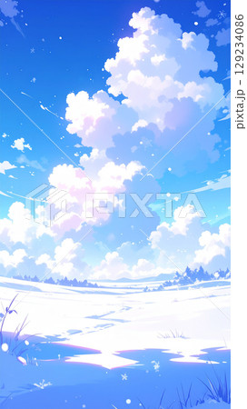 雪　風景　生成AI　背景 129234086